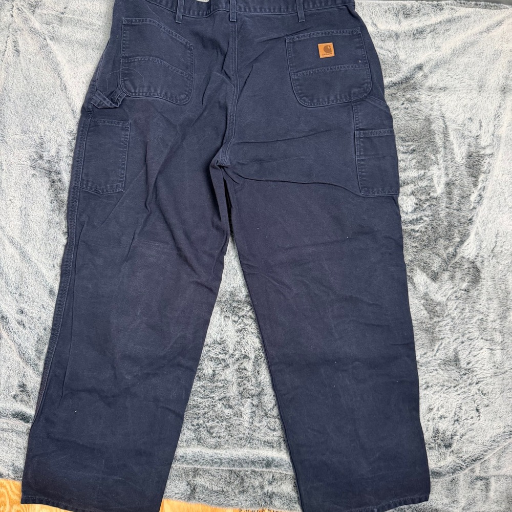 Carhartt B11-MDT Loose Fit Washed Duck Dungaree Pants Navy 46x32 Mens - Picture 8 of 10